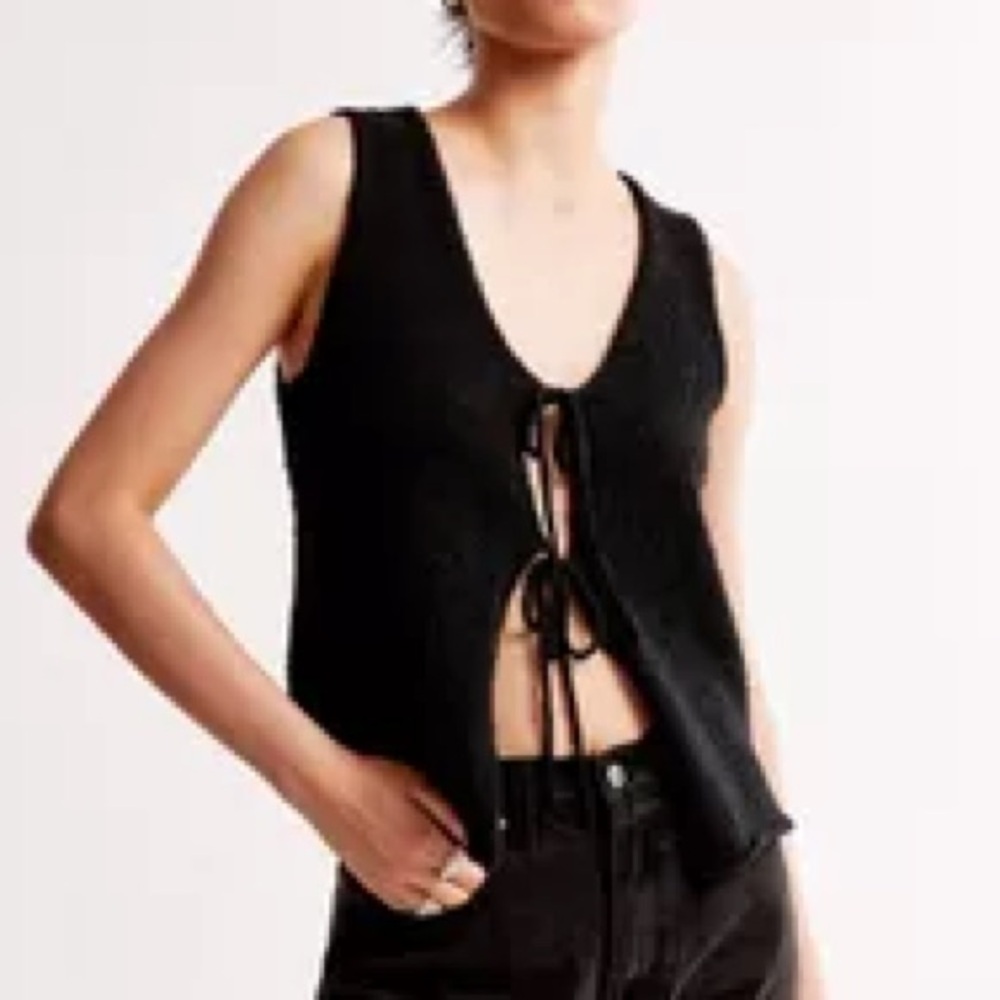 Abercrombie Black Tie-Front Tank Top